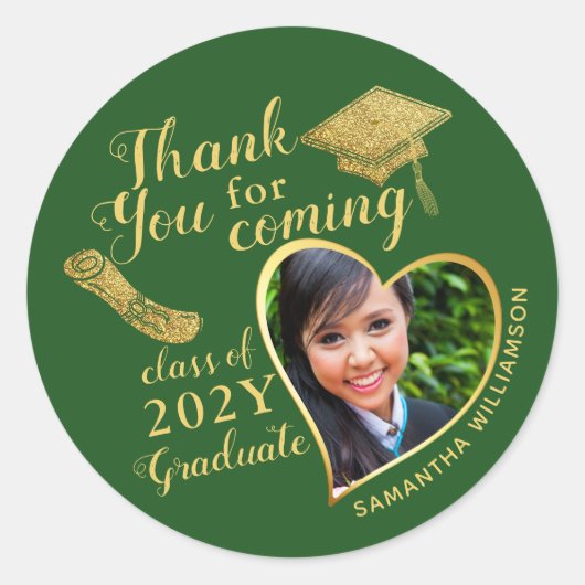グリーン卒業パーティーお気に入り ラウンドシール (正面)