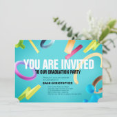 グリーン卒業ファンシーパーティーのパーソナライズ 招待状 (スタンド正面)