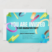 グリーン卒業ファンシーパーティーのパーソナライズ 招待状 (正面)