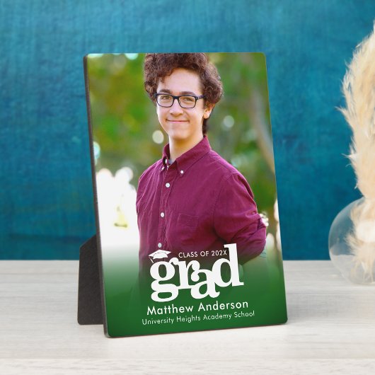 グリーン卒業写真はっきりしたタイポグラフィミニマル フォトプラーク