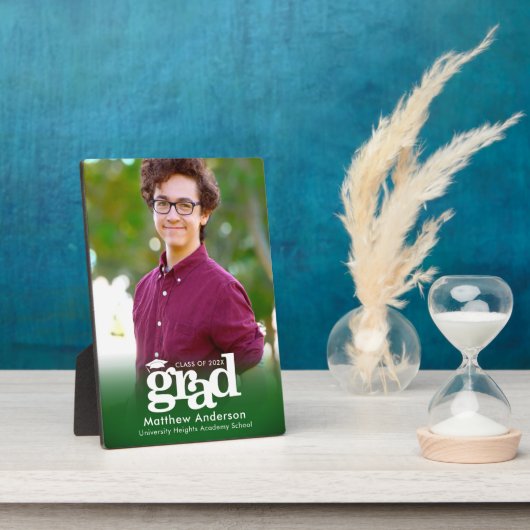 グリーン卒業写真はっきりしたタイポグラフィミニマル フォトプラーク (側面)