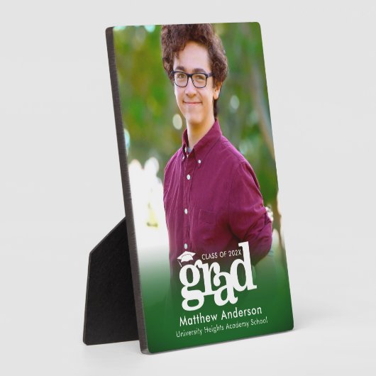 グリーン卒業写真はっきりしたタイポグラフィミニマル フォトプラーク (側面)