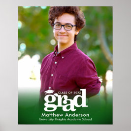 グリーン卒業写真はっきりしたタイポグラフィミニマル ポスター