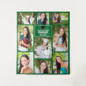 グリーン卒業写真コラージュ 2025年卒業パーティー タペストリー (正面)