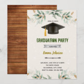 グリーン卒業式招待状 招待状 (正面/裏面)