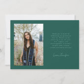 グリーン卒業感謝2枚写真カード 案内状 (裏面)