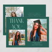 グリーン卒業感謝2枚写真カード 案内状 (正面/裏面)