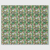 グリーン卒業生9フォトコラージュ卒業モダン ラッピングペーパー (フラット)