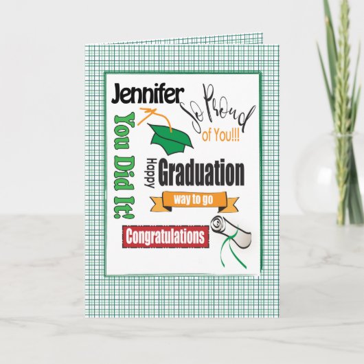 グリーン卒業祝いカスタムカード カード (正面)