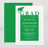 グリーン卒業 現代 ミニマル 卒業式 招待状 (正面/裏面)