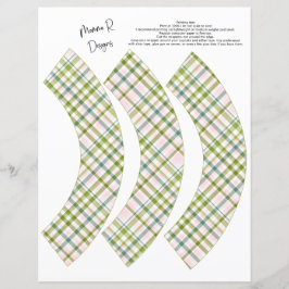 グリーン及びピンクの格子状カップケーキラッパー