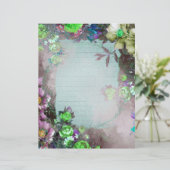 グリーン及びラベンダーフローラ枠スクラップブック紙 (スタンド正面)