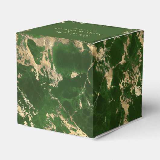 グリーン及び金ゴールド大理石結婚式の引き出物箱 フェイバーボックス (裏面サイド)