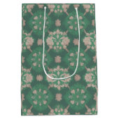 グリーン反復ビクトリアンスタイルデザイン ミディアムペーパーバッグ (裏面)