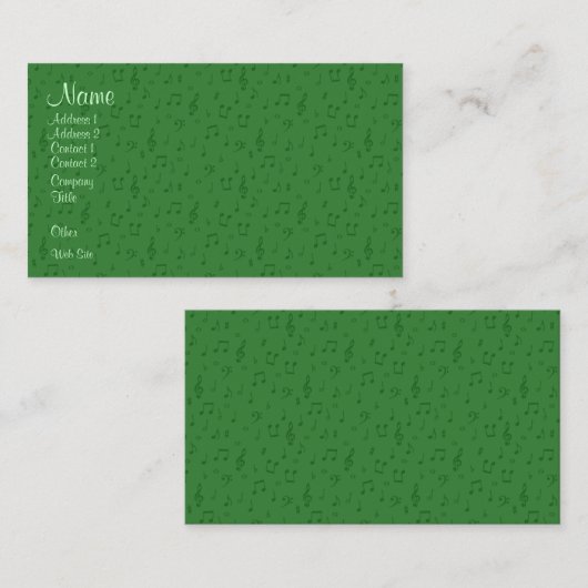 グリーン名刺の微妙な音符 名刺 (正面/裏面)