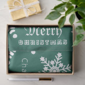 グリーン名前をカスタムするクリスマスホリデーススノー 薄葉紙 (ギフト)