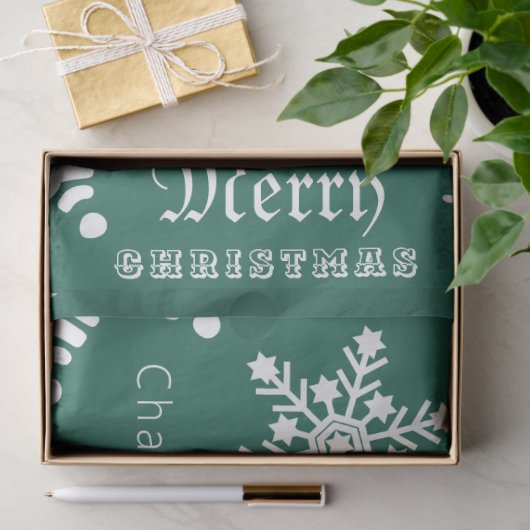 グリーン名前をカスタムするクリスマスホリデーススノー 薄葉紙 (ギフト)