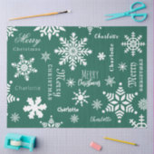 グリーン名前をカスタムするクリスマスホリデーススノー 薄葉紙 (クラフト)