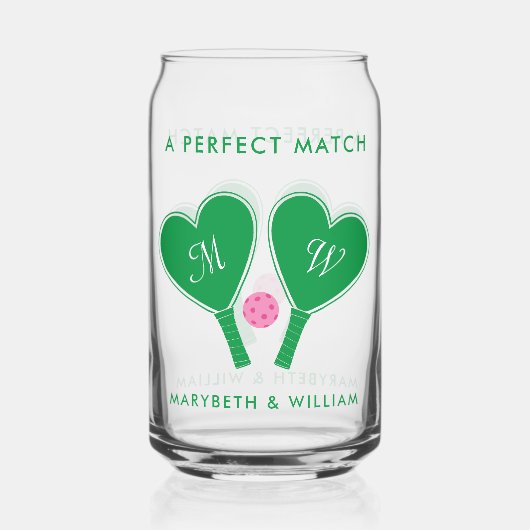 グリーン名門私立校風のとピンクの結婚ピックボール ガラス缶 (裏面)