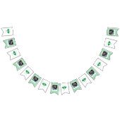 グリーン名門私立校風のとピンクの結婚ピックボール バンティングフラッグ (全)