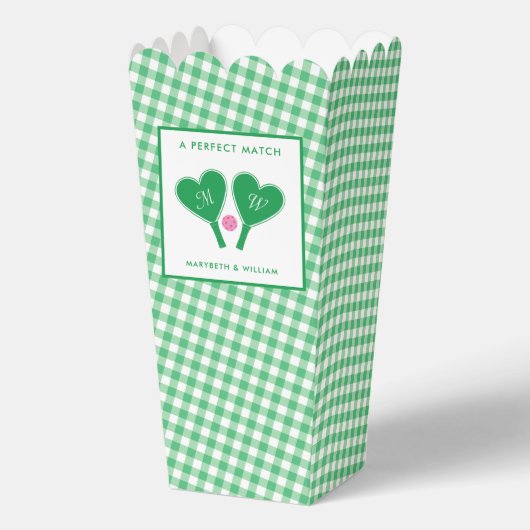 グリーン名門私立校風のとピンクの結婚ピックボール フェイバーボックス (正面)