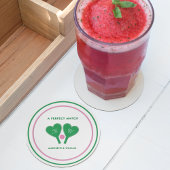 グリーン名門私立校風のとピンクの結婚ピックボール ラウンドペーパーコースター