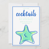 グリーン名門私立校風のスターフィッシュカクテルパーティー 招待状 (正面)