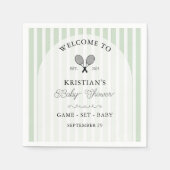 グリーン名門私立校風のテニスカントリークラブベビーシャワー スタンダードカクテルナプキン (正面)