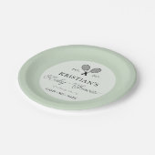 グリーン名門私立校風のテニステーマシックなベビーシャワー ペーパープレート (アングル)