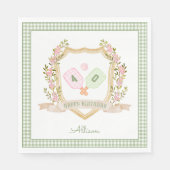 グリーン名門私立校風のピックボール |カスタム誕生日年 スタンダードランチョンナプキン (正面)