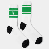 グリーン名門私立校風のホワイトストライプテニスラケット競技 ソックス (右)