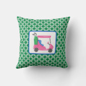 グリーン名門私立校風のホワイトリンクパターンピンクゴルフカート クッション (裏面)