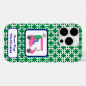 グリーン名門私立校風のホワイトリンクパターンピンクゴルフカート Case-Mate iPhoneケース (裏面 (横))