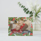 グリーン図解入りの、写真付きのクリスマスリースフォトポストカード シーズンポストカード (スタンド正面)