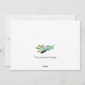 グリーン図解入りの、写真付きのクリスマスリースフラットフォトカード シーズンカード (裏面)