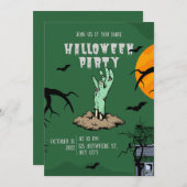 グリーン図解入りの、写真付きのハローウィンパーティ招待状 招待状 (正面/裏面)