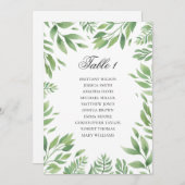 グリーン夏の結婚式席次表。ボタニカル 招待状 (正面/裏面)