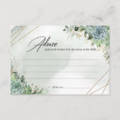 グリーン多肉株金ゴールド枠ボーホーアドバイスカード エンクロージャーカード (正面)