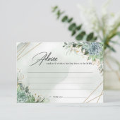 グリーン多肉株金ゴールド枠ボーホーアドバイスカード エンクロージャーカード (スタンド正面)