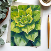 グリーン多肉植物の絵画カード