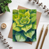 グリーン多肉植物の絵画カード