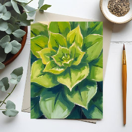 グリーン多肉植物の絵 ポストカード