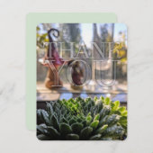 グリーン多肉質自然テーマありがとう サンキューカード (正面/裏面)