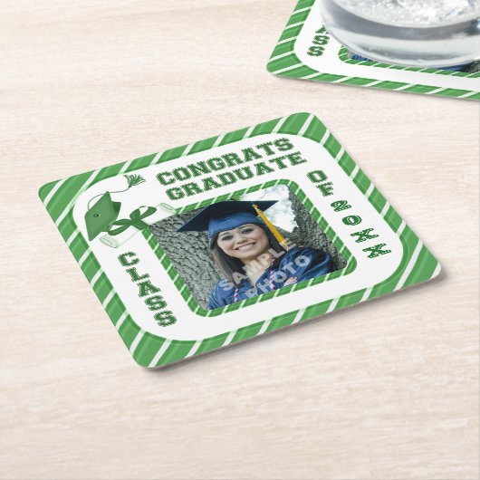 グリーン大学院パーティーコースター スクエアペーパーコースター (アングル)