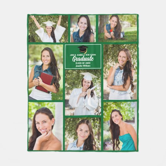 グリーン大学院フォトコラージュカスタム卒業式 フリースブランケット (正面)