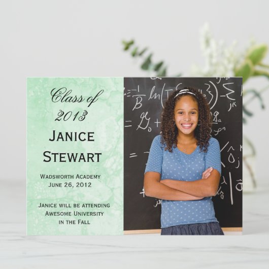 グリーン大理石の卒業発表 案内状 (スタンド正面)
