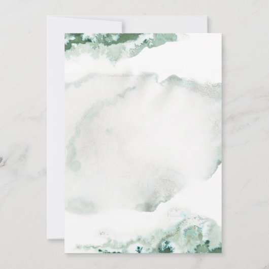 グリーン大理石グラデーション金ゴールドフレームユニセックス誕生日 招待状 (裏面)