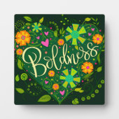 グリーン大胆感動的フローラかわいらしカスタム フォトプラーク (正面)