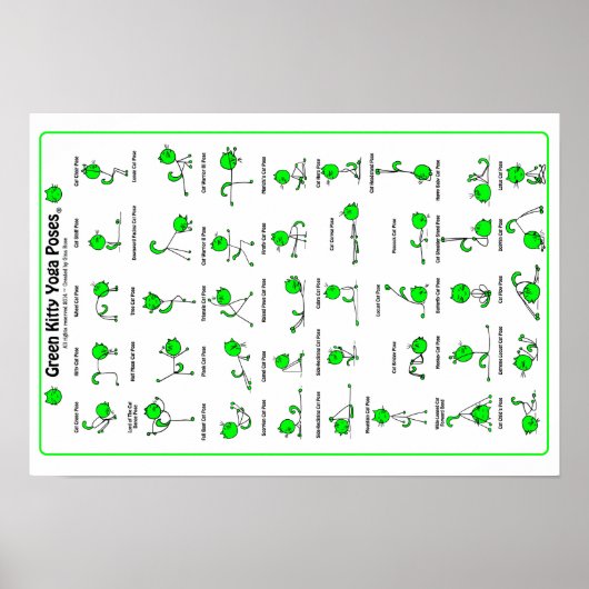 グリーン子猫ヨガポーズポスター ポスター (正面)
