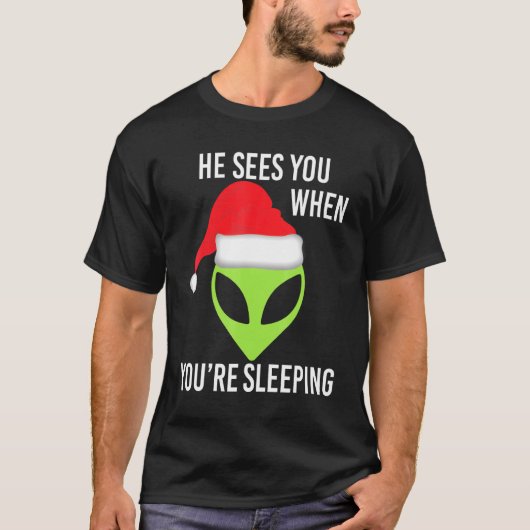 グリーン宇宙エイリアンヘッドクリスマスサンタハットUfoマール Tシャツ (正面)